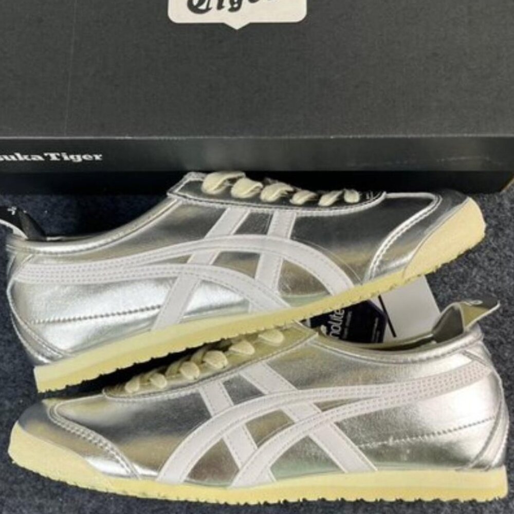 Asics Onitsuka Tige Mexico 66 Silver White Men's and Women's Retro Running Shoes